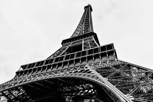 building architectural photography of Paris Eiffel Tower black-and-white