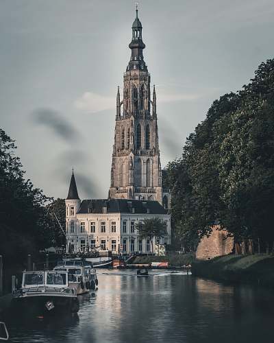 building architectural photography of white and gray building spire