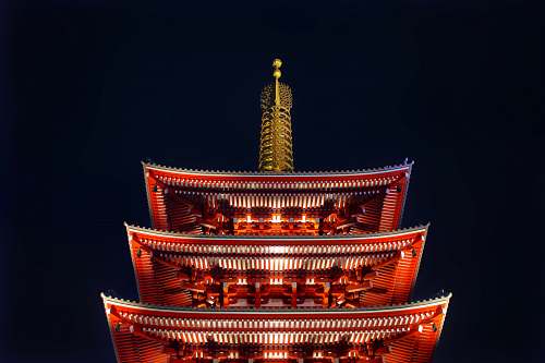 building Asakusa temple in Japan during night time pagoda
