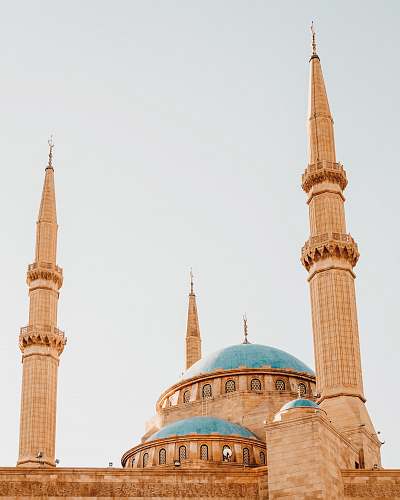 building blue and brown dome mosque dome
