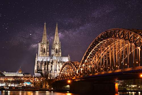 building bridge near buildings cologne