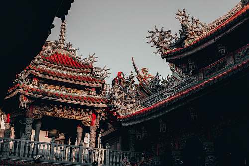 building brown and red Chinese castle temple