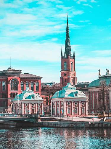 spire brown and white buildings building