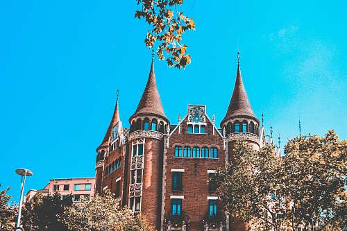 building brown church beside trees during daytime spire