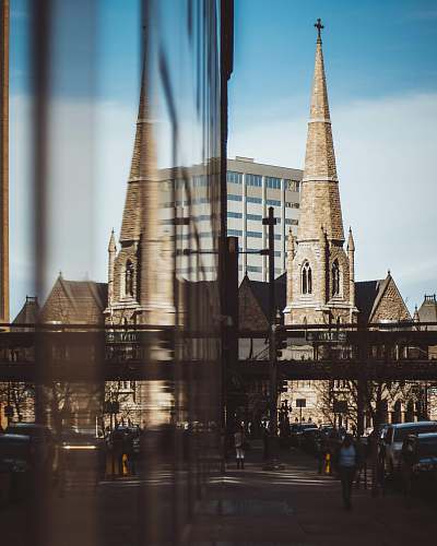building gray cement church spire