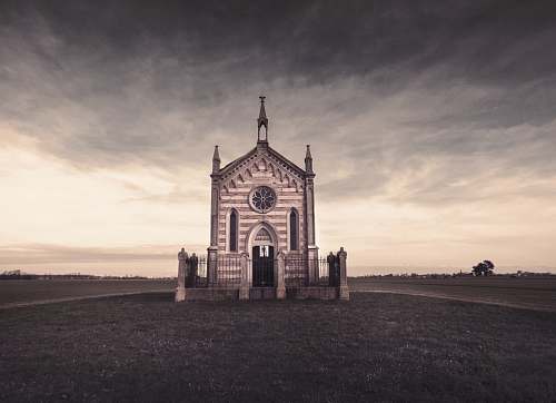 building gray church spire