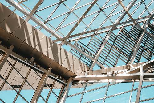 building gray metal and glass ceiling window