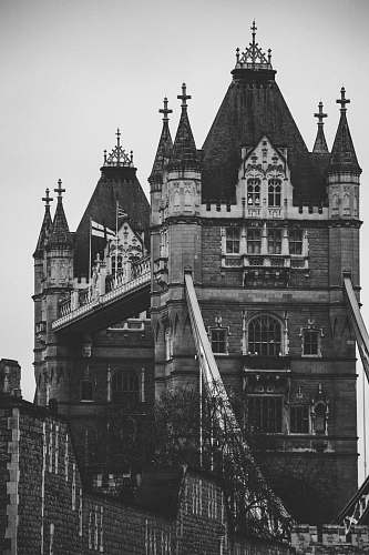 building grayscale photography of concrete castle black-and-white