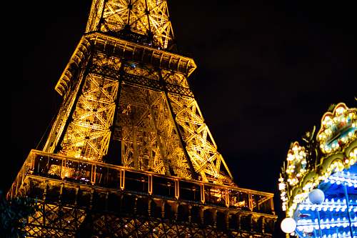 building lighted Eiffel Tower tower