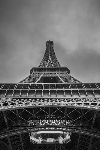 tower low angle photo of the Eiffel tower black-and-white