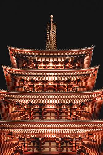 temple low-angle photography of red pagoda house worship