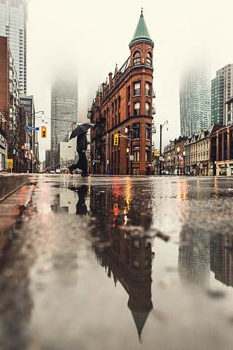 city man using umbrella crossing the street during daytime urban