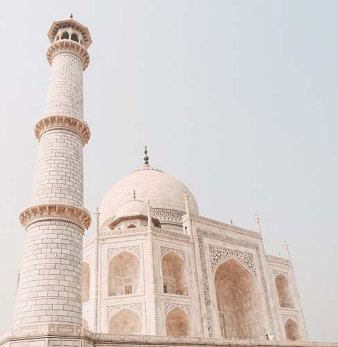 building Minaret Of Taj Mahal, Agra in India dome