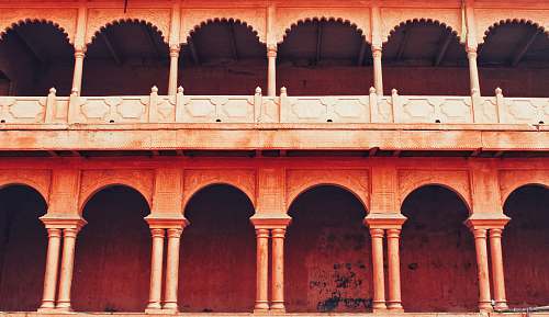 building orange concrete building with pillars india