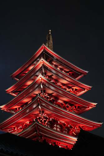 temple red temple during night shrine
