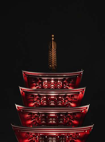 building red wooden temple pagoda
