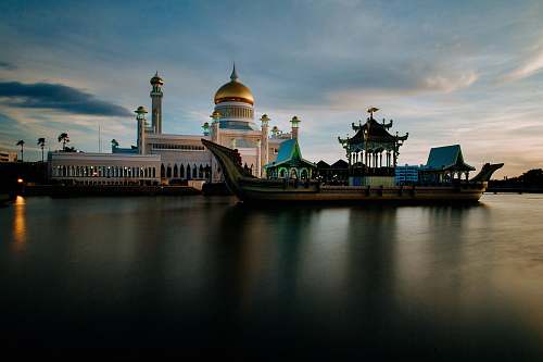 building ship on sea dome