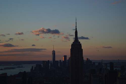 building silhouette of Empire State building spire