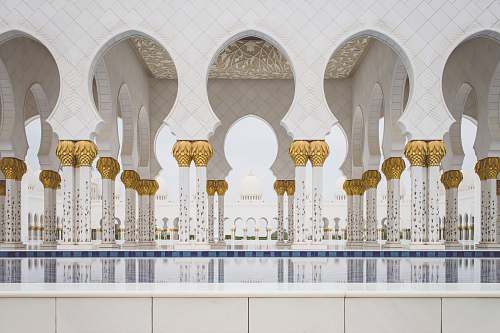 mosque temple with pool arch