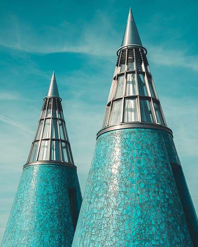 building two blue buildings tower