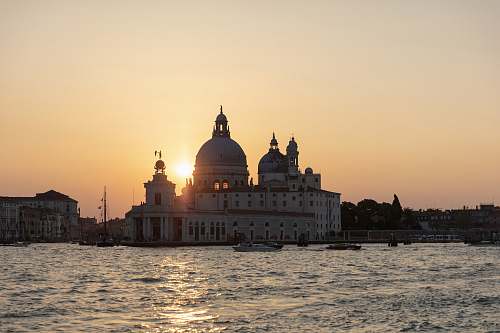 building Venice landscape at sunset dome