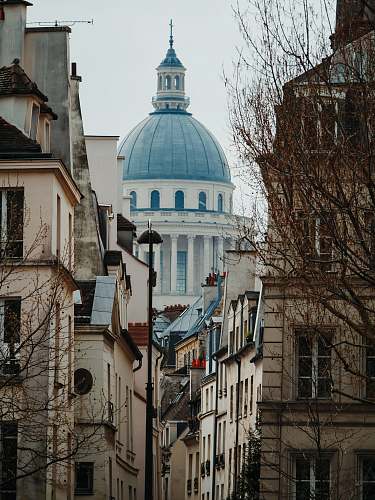 building view of blue dome building dome