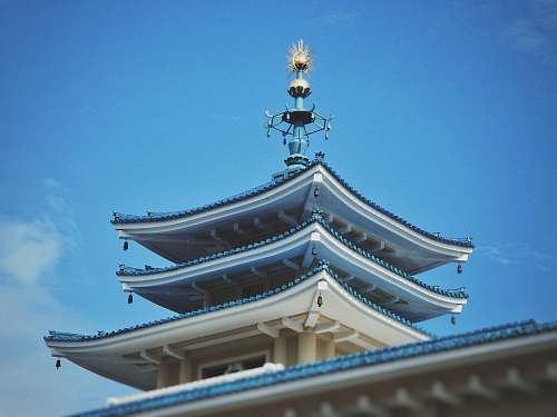 building white and blue temple during day pagoda