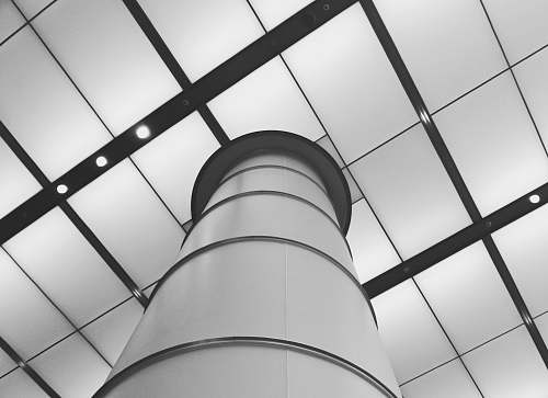 building white column black-and-white