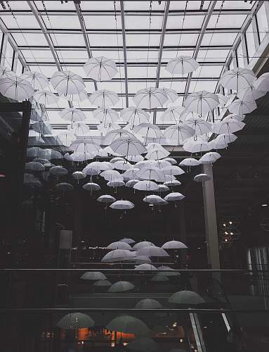 building white umbrella decor grey