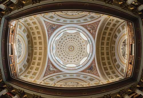 building worm eye view of artwork ceiling apse