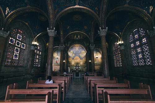 architecture few people sitting inside church church
