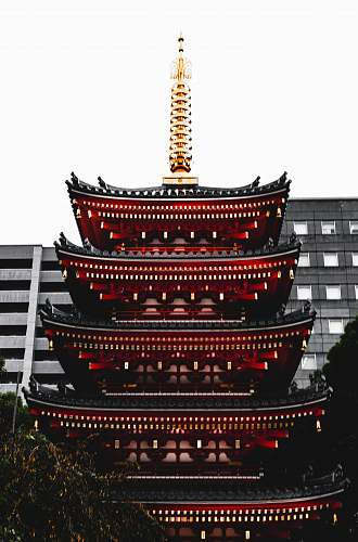 architecture shallow focus photo of black and red building pagoda