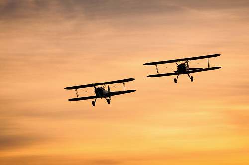 airplane two biplanes on flight biplane