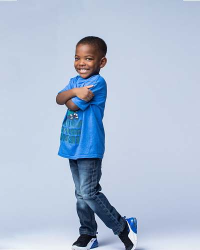 clothing boy wearing blue t-shirt and denim jeans pants