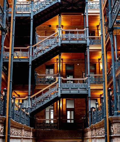 handrail blue and gold wooden building los angeles