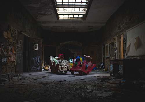 architecture A children's playroom in the abandoned building of the Rockland Psychiatric Center. skylight