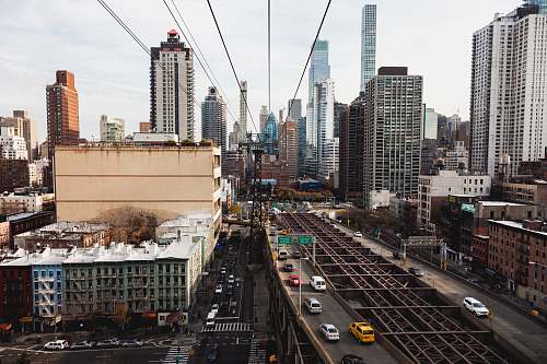 urban aerial photography of high-rise buildings city