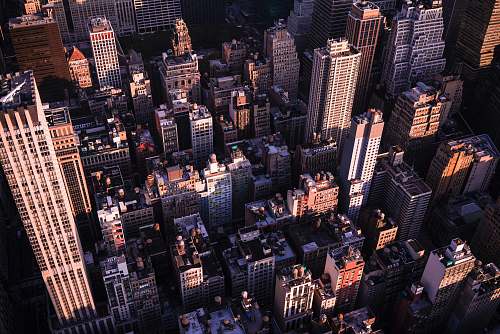 city aerial view of buildings downtown