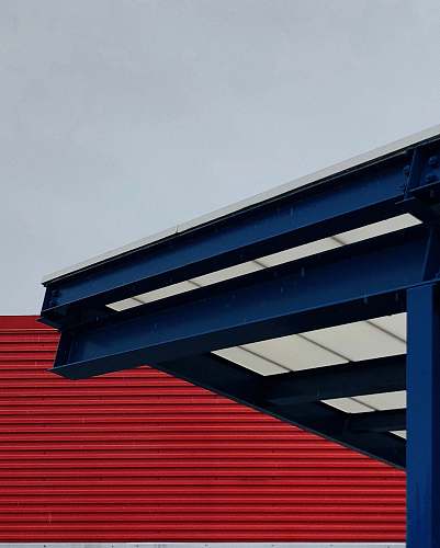 architecture blue and white metal roof seattle