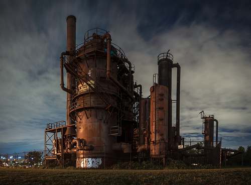 factory brown steel abandoned factory refinery