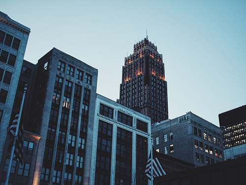 architecture gray building at night office building