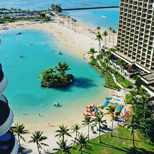 hotel top view of resort near beach during daytime beach