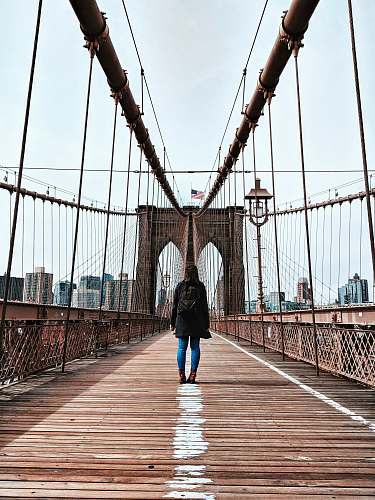 bridge woman standing in bridge new york