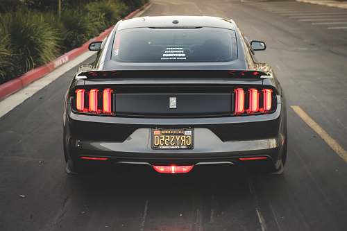 mustang black and red car sports car