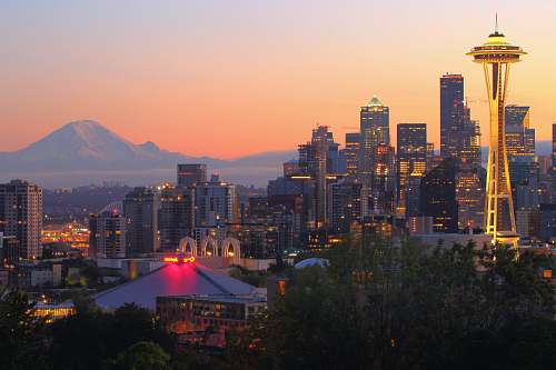 urban aerial photography of Space Needle, Washington building