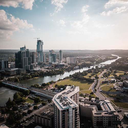 building aerial view of city austin