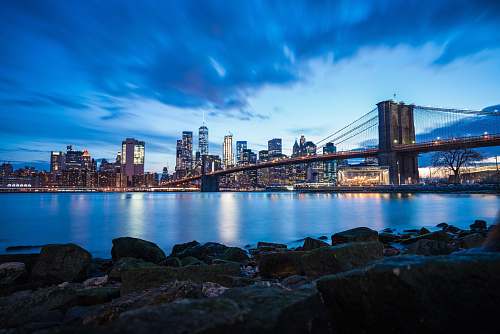 building photography of full-suspension bridge during daytime water