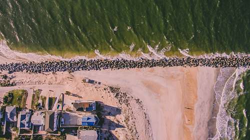 poster aerial view of houses and body of water florida