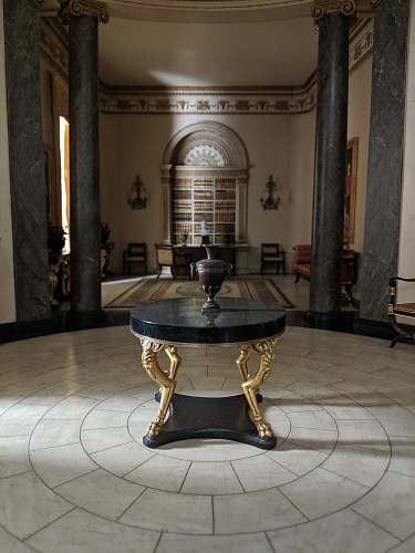 floor brown vase on round black marble centerpiece table furniture