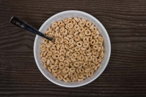 bean cereals in bowl with spoon food